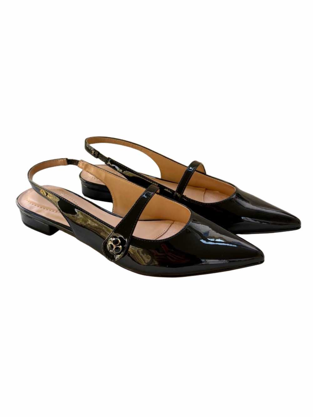 NEW Bandolino Aubriana Very Dark Navy Slingback Mary Jane Flats Point Toe Size 9 - Picture 2 of 15